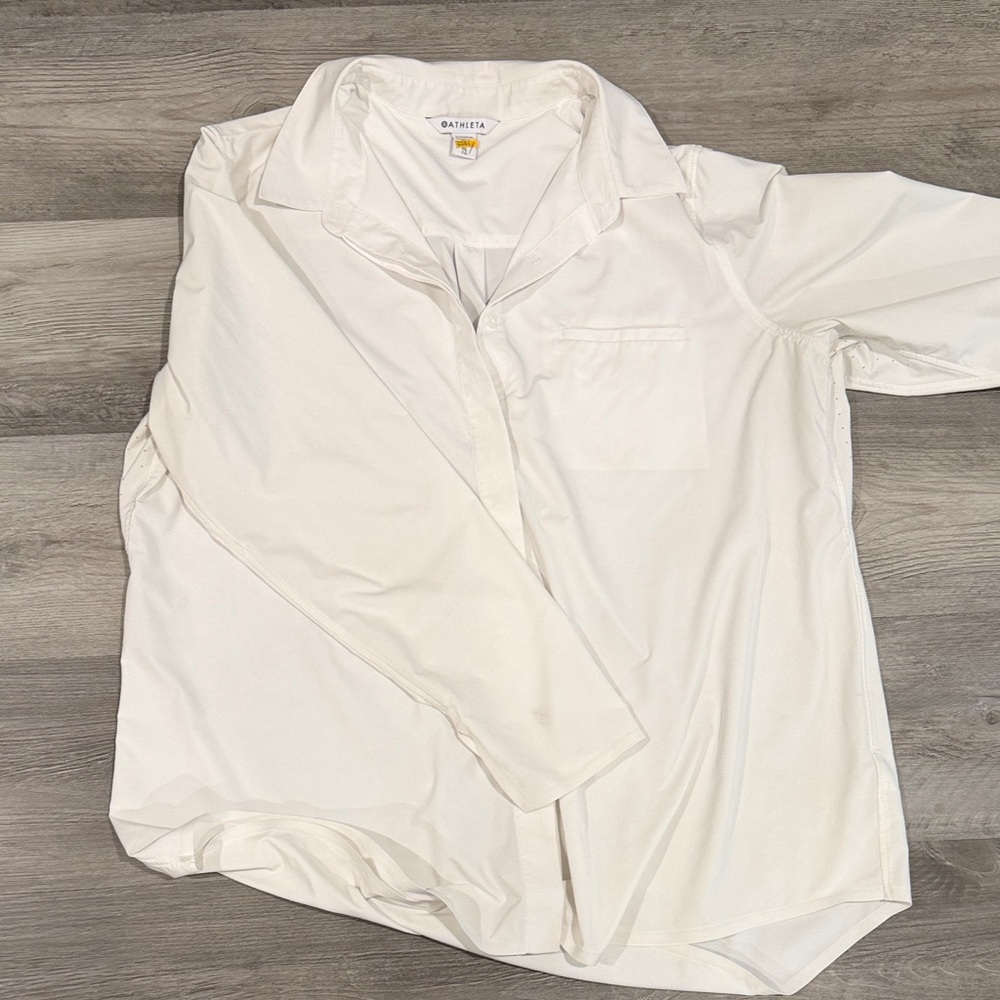 Athletes women’s wrinkle free White Button-Up Shirt